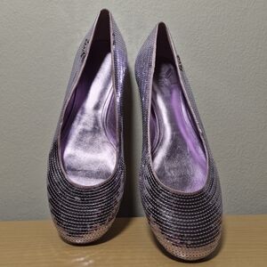 Coach Pink Purple Shimmer Sequin Balletcore Flats US 9.5